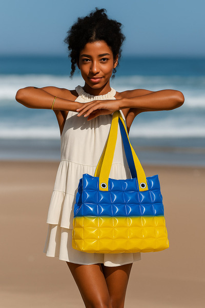 louisiana polo Women's Beach Bag Yellow Blue Inflatable Shoulder Bag Plj03