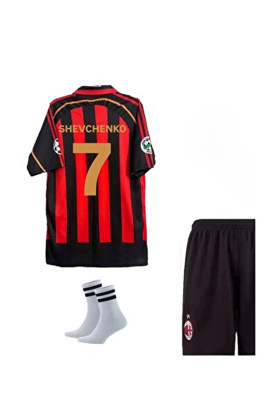 Alaturka Mix MİLAN 2006 SHEVCHENKO 7 KIRMIZI SIYAH ÇOCUK TARAFTAR FORMASI 4 L...