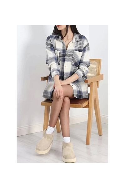 Işıltı kidss Lumberjack Shirt Black Cream Laci with Pockets S1874