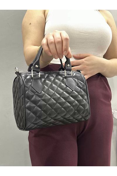 Işıltı kidss Capless Quilted Black Skin Bag