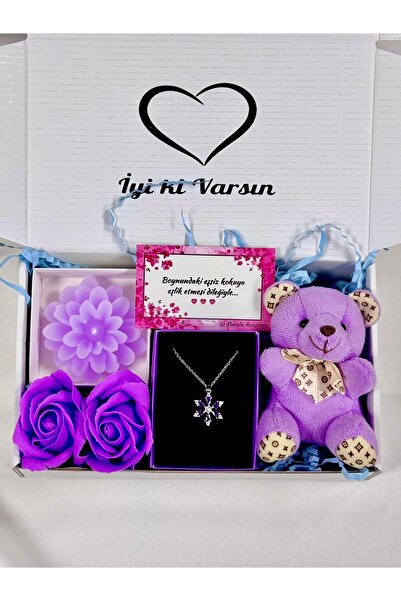 Le Manolia Accessories kararmaz çelik mor lotus kolye ,mor ayıcık ve kokulu m...