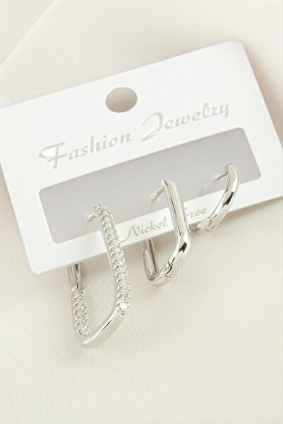 Angel Of Life 3 Oval Zircon Stone Earrings