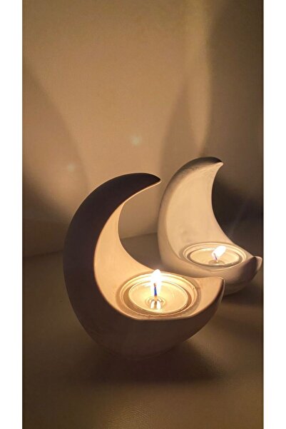 Home Ay Figürlü Beton Tealight Mumluk – Mum Dahil(Kendi Setini Oluşturmak İst...