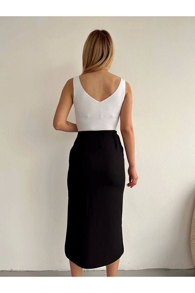 KAZAX Fusta Midi Lungă cu Snur Negru