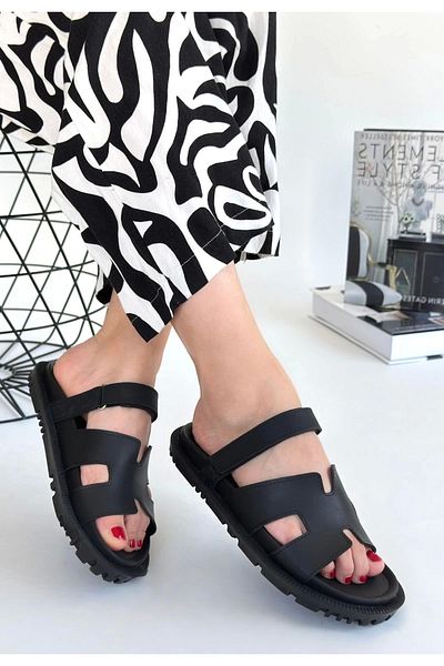 Işıltı kidss Kooni Black Skin Slippers
