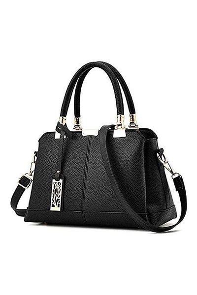 Generic Leather Satchel Handbag Black