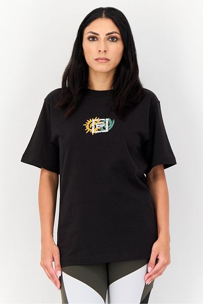 Puma Women Round Neck Short Sleeve Graphic Print T-Shirt, Black