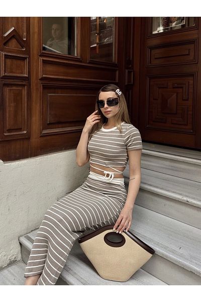 alluria Suit with Striped Skirt Mink S3609