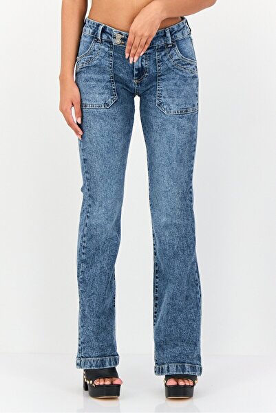 Don't Call Me Jennyfer Women Bootcut Fit Washed Wide Leg Jeans, Blue