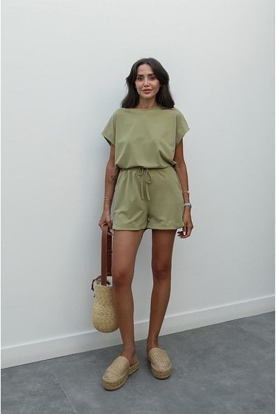 Havoş Oil Green Patrick Blouse Shorts Modal Set