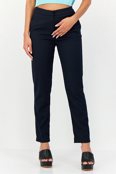 Koton Women Regular Fit Solid Straight Leg Pants, Navy