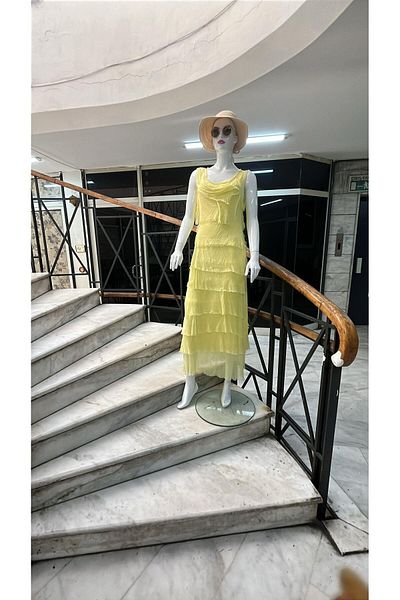 EREN STYLE Italian 2 Size Slim Showing Layer by Layer Zero Sleeve Silk Dress