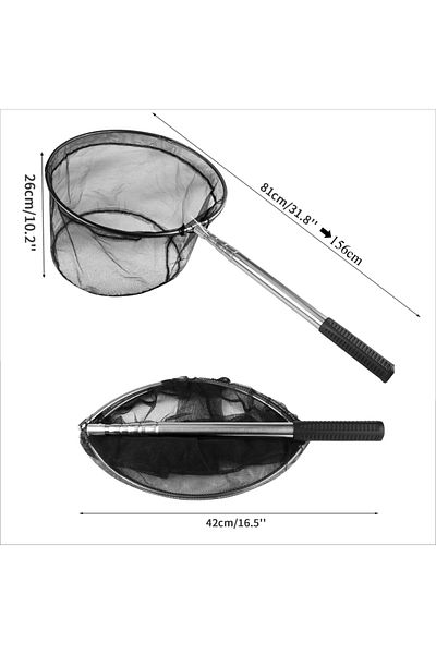 Choice 42-156cm Retractable Landing Fishing Net 190cm-55cm with Telescoping Pole Handle Foldable Freshwater