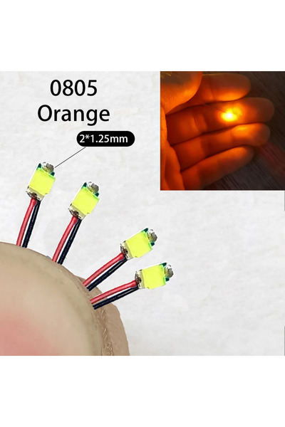 Choice6 0805 برتقالي 40 قطعة/الوحدة 0402 0603 0805 1206 سلك LED SMD لقطار نموذج HO N OO مقياس خط أحمر أسود