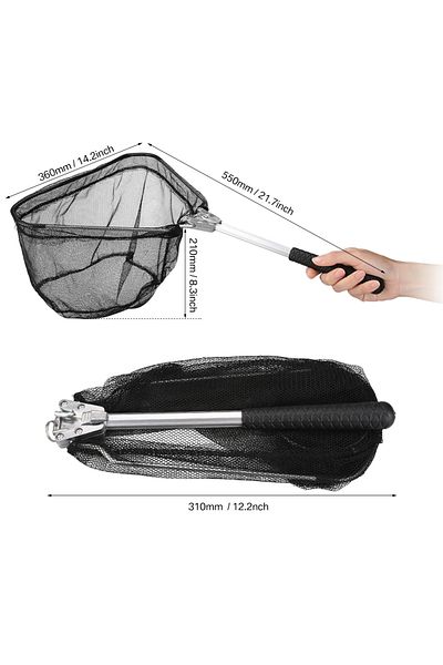 Choice 31-55cm Retractable Landing Fishing Net 190cm-55cm with Telescoping Pole Handle Foldable Freshwater