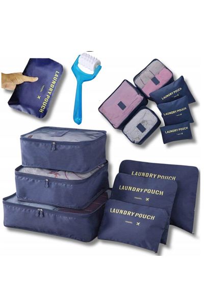 BellFyd Set 6 Travel Bag Organizers and Massage Roller, BellFyd, Navy Blue