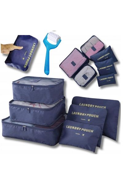 BellFyd Set 6 Travel Bag Organizers and Massage Roller, BellFyd, Navy Blue