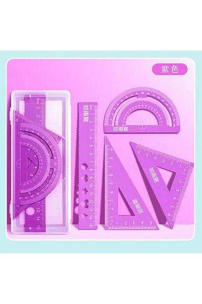 Choice Purple 4 In 1 Aluminum Alloy Ruler Stationery Set Aluminum Alloy Multifunctional Combination Ruler T