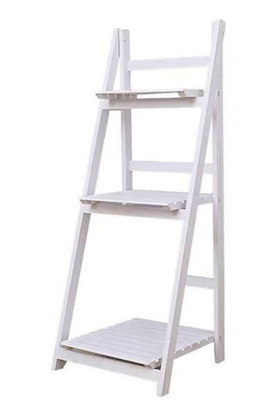 rexa 3-Floor Ladder Design Foldable Wooden Flower Rack White