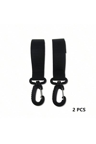 BAOERHUI Enhance-black-2PCS 2pcs PU leather baby bag stroller hook pram rotate 360degree rotatable cart organ