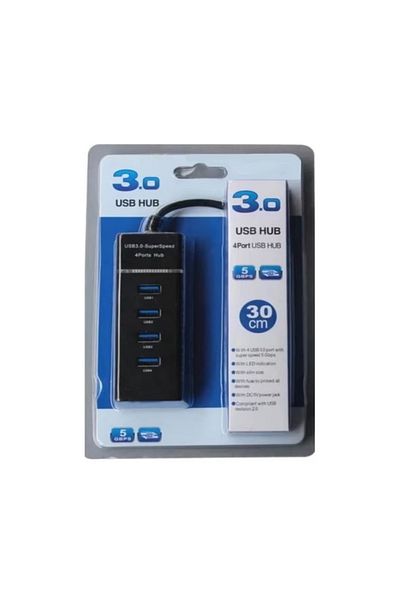 nelbo Nelbo USB hub, 4 ports, USB 3.0, with LED, black