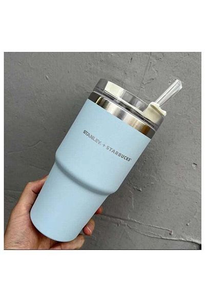 Stanley Insulated mug with straw lid, for water, Iced Tea or Coffee, Juice and Smoothie | 20 oz, blu