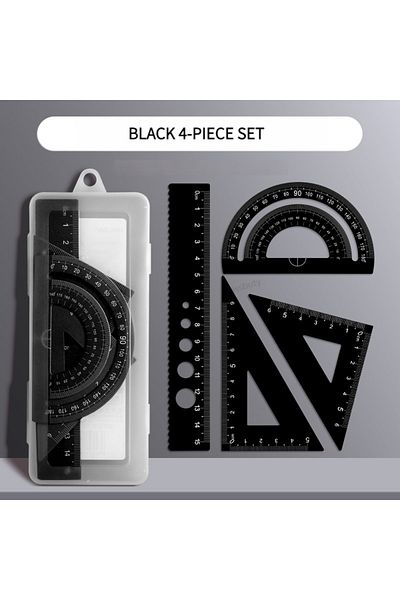 Choice Black 4 In 1 Aluminum Alloy Ruler Stationery Set Aluminum Alloy Multifunctional Combination Ruler Tr