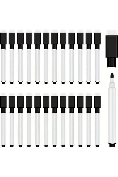 Choice 25pcs 25Pcs Black Dry Erase Markers with Eraser Cap White Board Mini Dry erase Markers for Office Sc