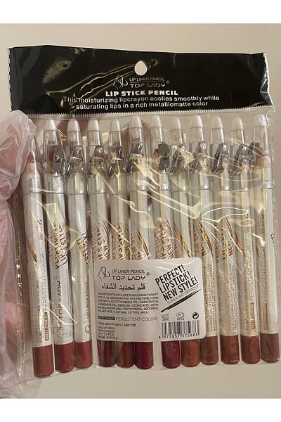 Top Lady TOP LADY Professional Lip Liner Set with 12 Assorted Colors to Suit All Lipstick Shades.