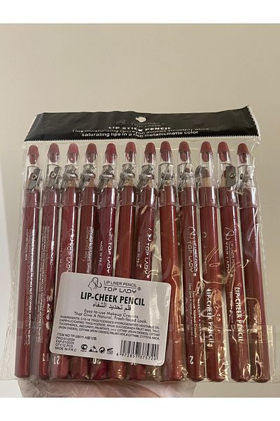 Top Lady TOP LADY Professional Lip Liner Set with 12 Assorted Colors to Suit All Lipstick Shades.