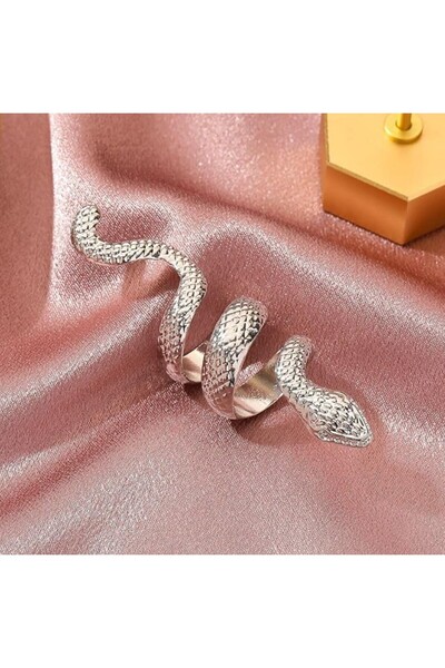 REDz Accessories Inel spiralat din argint cu model șarpe, model reglabil și textură 3D