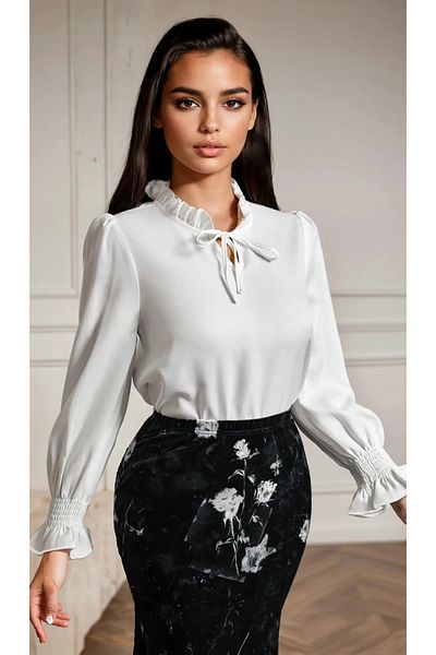 UniqueStore.ro Francine Alba Bow Collar Shirt