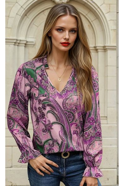 UniqueStore.ro Purple Shirt With Abstract Print - 2xl