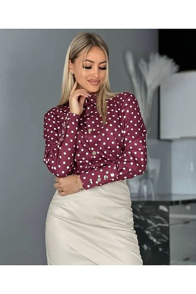 UniqueStore.ro Tania shirt, elegant with white polka dots - M