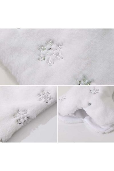 Cootato Set of 4 Christmas stockings, bone pattern, white/silver, plush, 45 x 25.4 cm