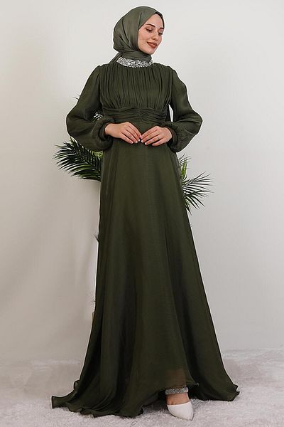 GİYZAMİLA Βραδινό φόρεμα Azra Silk Χακί