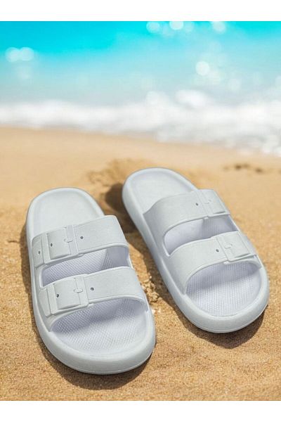 KANTEX Non-Slip Thick Sole Soft Daily Home Bathroom Balcony Garden White Slippers for Pool Sea Beach