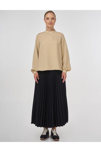 KYR Button Detailed Viscose Blouse Beige