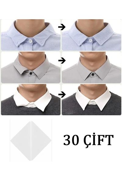 MONJARO Collar Straightener - 30 Pairs - Adhesive Transparent Sticker That Keeps Shirt and T-Shirt Collars Straight