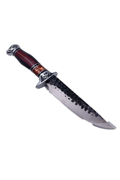 dalimag Cuțit de vânătoare cu lamă forjată, mâner distinctiv, toc textil pentru curea, 31 cm,