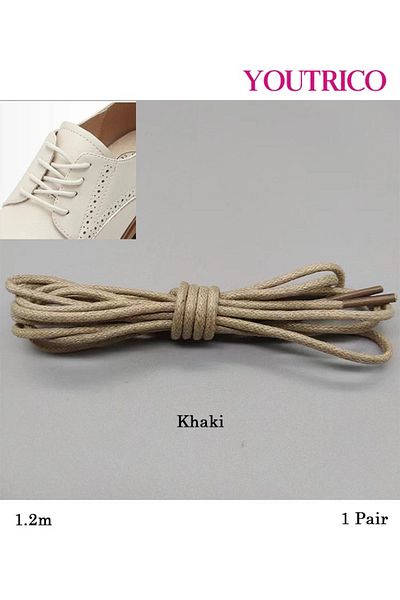 Youtrico 1 Pair Round Waxed Dress Shoelaces - Thin and Stylish for Formal Shoes(1.2m）