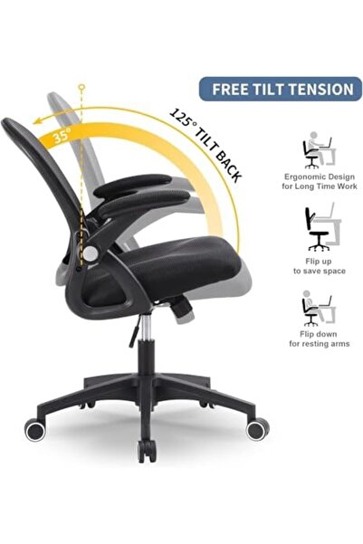 AGD Ergonomic Office Chair with Mesh Back, Adjustable Swivel Computer Chair, Padded Seat, Flip-up Arms,