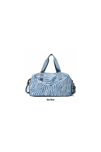TAIKESEN Geantă sport pentru sală, M-05, impermeabilă, model zebră, dimensiuni 46x27x26 cm, albastră