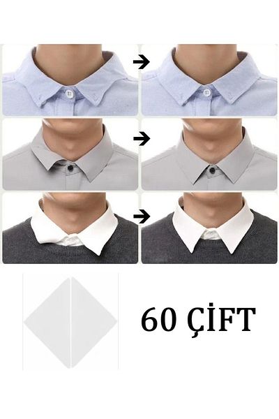 MONJARO Collar Corrector - 60 Pairs - Adhesive Clear Fastener for Straightening Shirt and T-Shirt Collars
