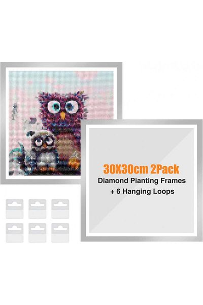 Ricuved Set of 2 magnetic frames for diamond creation, PVC, silver, 30 x 30 cm