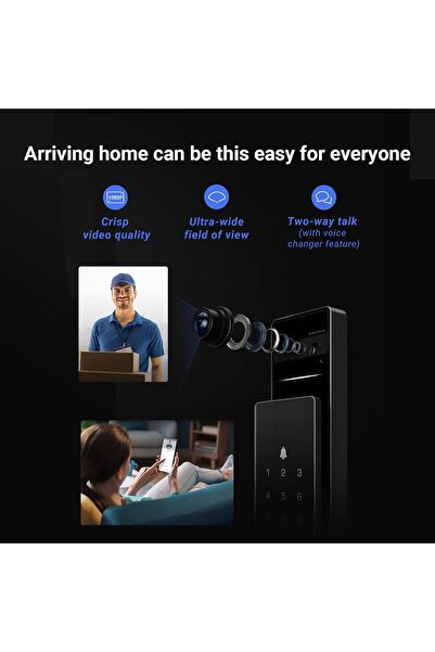 EZVIZ Smart Lock DL50FVS, 7-in-1 Keyless Entry Door Lock, 3D Face Recognition Door Lock, Built-in 8G