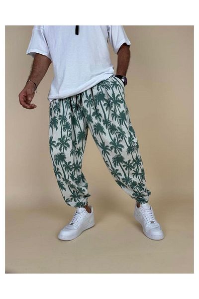 SUPERBLUE Palmi̇e Summer Patterned Pleated Men's Shalwar Pants