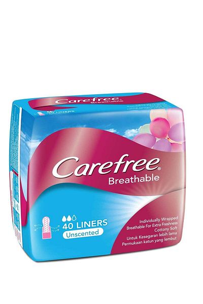 Carefree Breathable Unscented Liners for Extra Freshness, Cottony Soft - 40 Liners