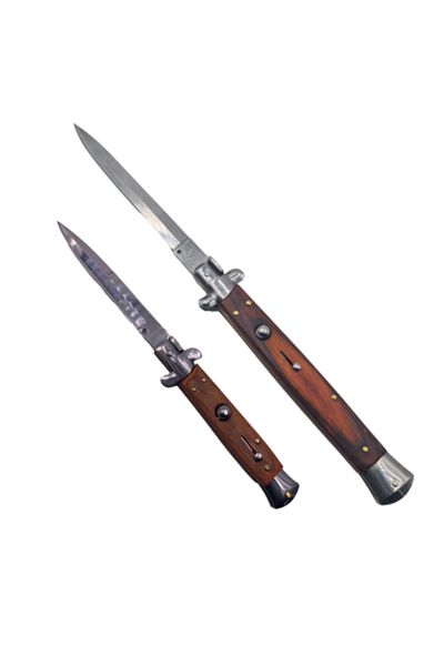 dalimag Set 2 Bricege Automate Stiletto, Deschidere Rapida, 22 cm si 33 cm, Maner Lemn, Argintiu,
