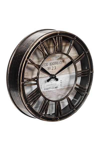 OEM Decorative Wall Clock Brushed Bronze Roman Letters Ø20 cm